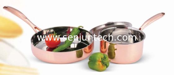 quality  Thickness 2.2-3.0mm,3Pcs Tri-ply Copper cookware set SHXYY-01-2,,milk pot and frypan factory