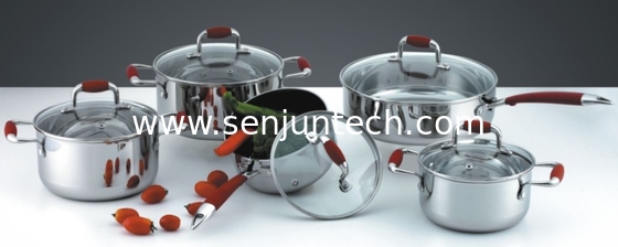 0.6mm thickness Stainless steel Tri-ply cookware set SHTP-10-0906 for 10pcs