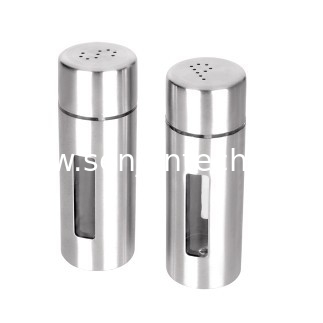 Cylindrical Stainless steel Condiment bottle SHKT-9207-08,Glass and Stainless steel