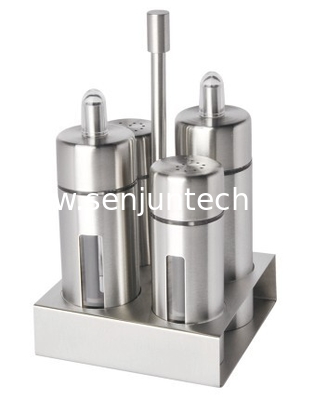 4Pcs Square Base Condiment bottle set SHKT-9203,stainless steel