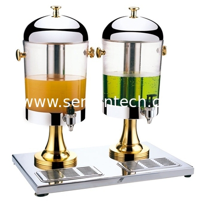 Chrome or gold plating stainless steel juice dispenser for Double tank