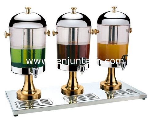 Chrome or gold plating stainless steel juice dispenser for three tank