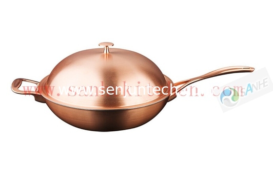 Cooking wok with material titanium and copper claded ,thickness 1.5mm and diamter 30cm