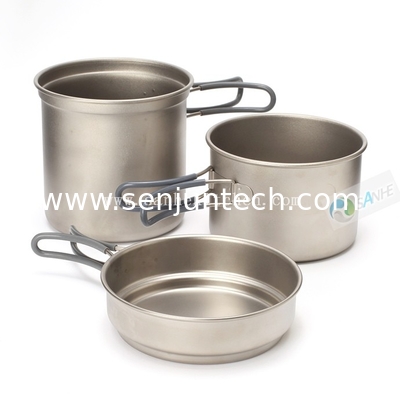 Titanium backpacking cookware 3pcs set, outdoor cooking used